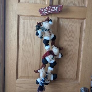 Charming Holiday Plush Reindeer Welcome Door Decor